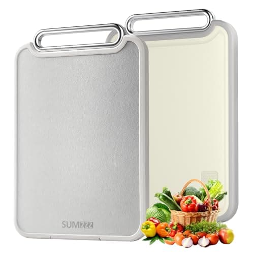 Sumzzz Stainless Steel Cutting Board for Kitchen, 2-in-1 Double-Sided Chopping Board, Dishwasher Safe, Food Grade Stainless Steel/PP, Easy to Clean, Large Size, Non-Slip, 16"×11" - Image 1