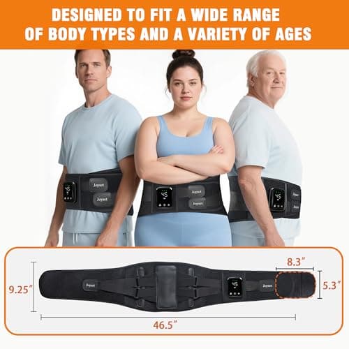 Joyset Cordless Heating Pad for Back Pain Relief,47-60" Lower Back Massager with 5 Heat 5 Vibration,Portable Wearable Heating Pad for Cramps,Birthday Gifts for Women Men Mom Dad(Black) - Thumbnail 4