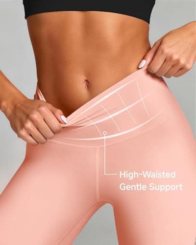 Buttery Soft Second-Skin High Waisted 7/8 Blush Pink Leggings for Women - Thumbnail 2