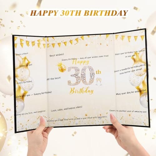 WSICSE 30Th Birthday Guest Book Card, Black Gold, 18 x 12 Inch - Thumbnail 4