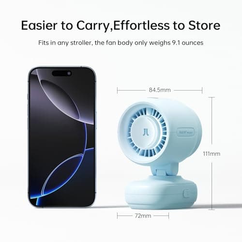 JISULIFE 2026 Clip Fan – Small & Stylish with 38H Cooling, Soft Night Light, One‑Click Detachable for Stroller or Desk, Safe Stroller Fan for Crib Car Seat Nursery Travel, Gifts for Baby Mom (Blue) - Thumbnail 6