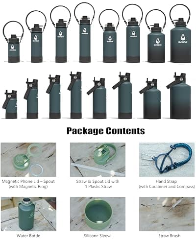 avodvo 24 oz Insulated Water Bottle with 2 Lids (2-in-1 Straw & Spout Lid, Magnetic Lid), Slim Water Bottle with Strap, Stainless Steel Water Bottle for Hiking, Gym, Travel, BPA-Free, Indigo/Black - Thumbnail 5