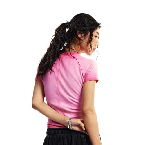 Aelfric Eden Womens Basic T Shirts Summer Tops 2026 Crop Short Sleeve Slim Fit Tee Gradient Color Acid Wash Gym Workout Pink - Thumbnail 3