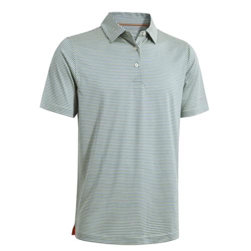 Mens Golf Shirts Moisture Wicking Dry Fit Short Sleeve Performance Sport Stripe Golf Polo Shirts for Men - Image 1