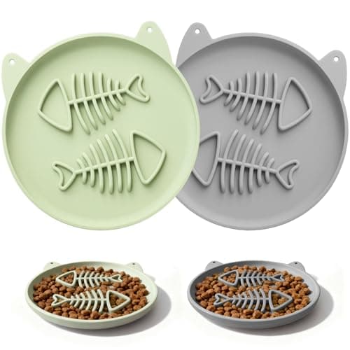 Zonopy Slow Feeder Cat Bowl, 2 PCS Silicone Cat Bowl, Slow Feeder Ideal for Dry and Wet Food, Easy to Clean, Interactive Puzzle Toy for Pets Food Training, Keeps Cats Busy,6.69" W*0.65" H