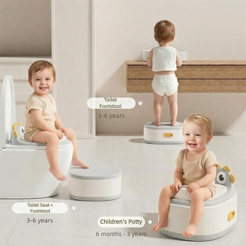 Toddler Potty Toilet for Baby 3-in-1 Training Seat, Potty Chair for kids Portable Removable Seat with Sturdy Step Stool, Splash Guard & Comfortable Backrest, Bowl Easy to Clean - Thumbnail 3