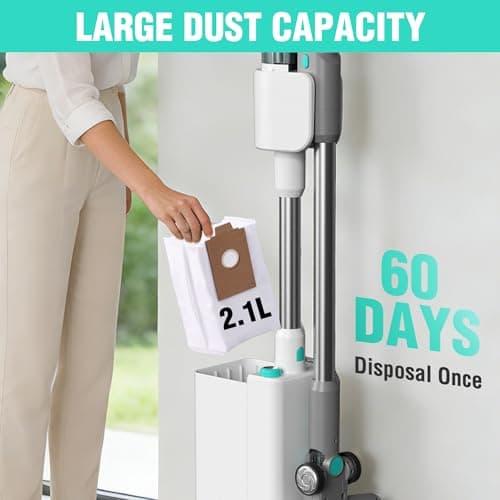 HAUSHOF Cordless Vacuum Cleaner with Auto Empty Station, 250W Motor, HEPA Filter, Anti-Tangle Brushroll, Stick Vacuum for Pet Hair, Hardwood Floors, Carpets - Thumbnail 4