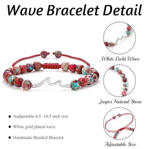 Sistble Valentines Day Gifts for Grandma, Grandma Birthday Gifts from Granddaughter Grandson Retirement Gift for Women Jasper Beaded Bracelets Handmade Braided Jewelry for Grandmother - Thumbnail 6