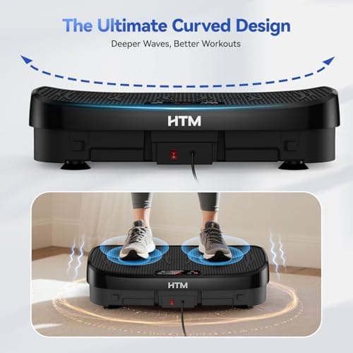 HTM Curved Vibration Plate Exercise Machine, Whole Body Shake Plate with 150W Motor & Resistance Band, 330lbs Weight Capacity, 120 Speeds, Low Noise Vibration Board for Weight Loss, Home Fitness - Thumbnail 5
