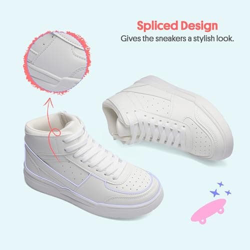 Girls' Vintage Sneakers Classic Tennis Shoes Breathable Non-Slip Athletic Shoes Cute Lace Up Casual Shoes Size 5 - Thumbnail 3