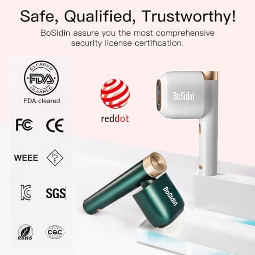 Laser Hair Removal, BoSidin IPL Hair Removal with Painless Ice-Cooling, 2-in-1 Face SR Rejuvenation, 6+1 Modes, 6 Levels Hair Removal for Women Permanent, Laser Hair Removal Kit with Shaver, Goggles - Thumbnail 5