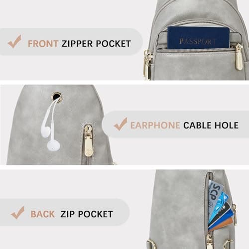 BOSTANTEN Small Sling Bag for Women - Leather Crossbody Fanny Pack Chest Bag for Travel - Thumbnail 5
