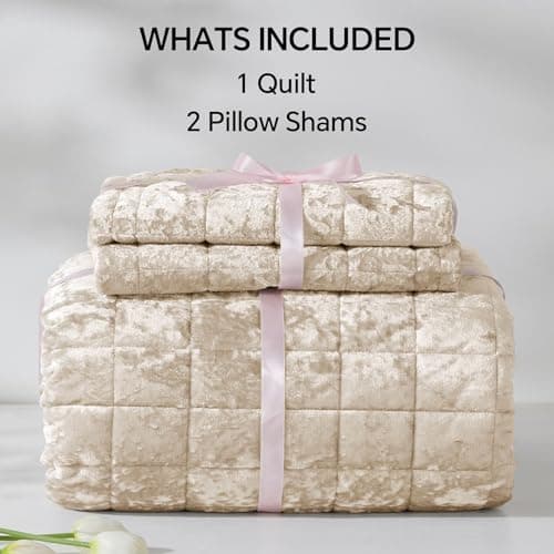 BEDELITE Velvet Quilt Set King Size - Luxury Velvet Comforter Bedding Set 3 Pieces, Lightweight Soft Cozy Shiny Urban Taupe Oversized Bedspread Coverlet for All Seasons with 2 Pillow Shams - Thumbnail 5