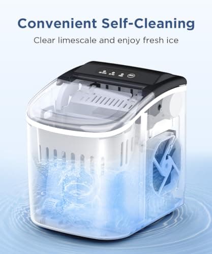 COWSAR Ice Maker Countertop, Portable Ice Machine with Self-Cleaning, 26.5lbs/24Hrs, 9 Bullet Ice Cubes in 6 Mins, Ice Basket and Scoop, Ideal for Home, Kitchen, Bar, Camping - Thumbnail 5