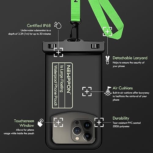 Floating Waterproof Cell Phone Pouch - 2 Pack Float Clear Cellphone Holder Protector with Lanyard - Universal Floatable Water Proof Dry Bag for iPhone Samsung Galaxy for Beach Swimming Pool - Thumbnail 5