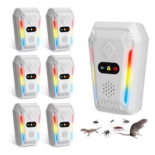 Cozlite 6-Pack Ultrasonic Pest Repeller, Plug-in Indoor Ultrasonic Insect Repeller with 3 Auto-Adjusting Modes, Bug Repellent for Roach, Rat, Mouse & Insects, Home Use (White)