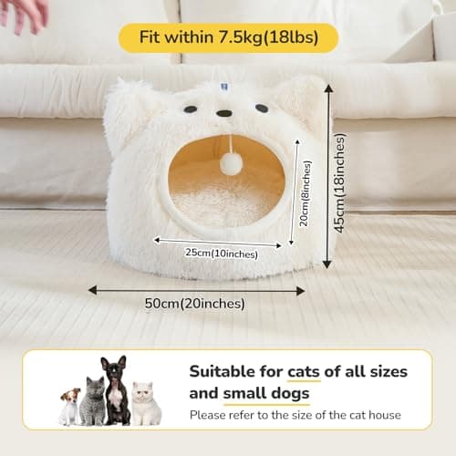 CATISM Cat Bed, Cat Beds for Indoor Cats, Cats Bed Cave for Indoor, Cozy Hooded Beds with Soft Cushion, Removable Washable - Thumbnail 4