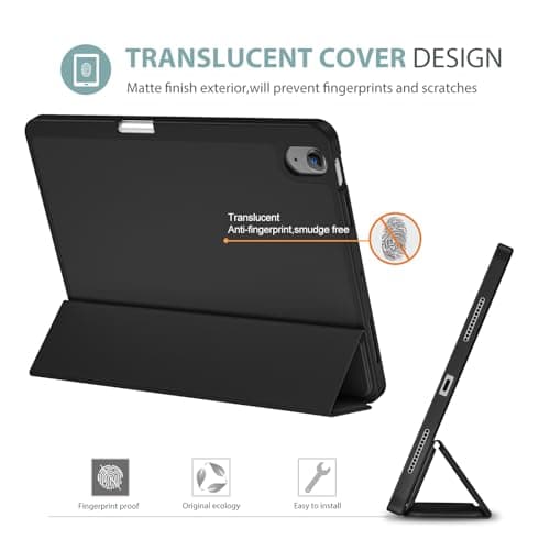 ProCase Smart Case for iPad Air 11-inch M4 (2026, 8th Gen) / M3 (2025) / M2 (2024) & 10.9 Inch iPad Air 5th (2022) & 4th (2020) – Protective Hard Back Cover with Pencil Holder - Black - Thumbnail 4