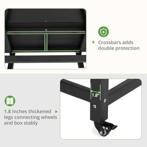 LUE BONA Raised Garden Bed with Wheels, 48 * 16.7 * 28 in, Poly Elevated Outdoor Planter Box with Tools, Weather Resistant, Standing Growing Bed Herb Planter for Vegetable, Flowers, Fruits - Thumbnail 6