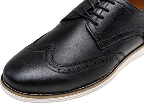 Vostey Men's Dress Shoes Leather Oxford Shoes Black Dress Shoes for Men Wingtip Casual Dress Shoes(BMY629 Black 10.5) - Thumbnail 6