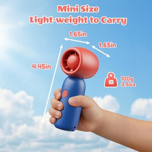 YDCBRIRAY Turbo Handheld Fan for Kid, 4-speed Wind, Portable Travel Pocket Cute Child Fan, 4000mAh Rechargeable Battery Mini Fan with Dual Lanyard for Outdoor,Camping,Hols,Gifts for Kids Festival - Thumbnail 4
