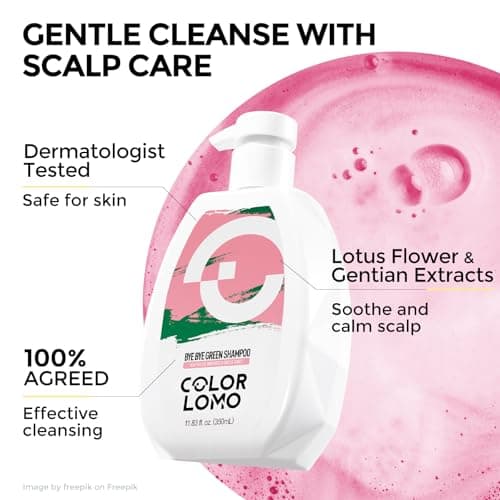 COLORLOMO Bye Bye Green Shampoo, Neutralizes Unwanted Green Tones, Sulfate Free, Color Correct For Blonde, Bleached or Light Brown Hair, 11. 83 Fl Oz - Thumbnail 5