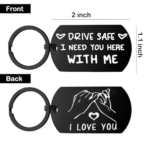 EUIQUE Keychain for Boyfriend Valentine’s Day Birthday Gifts Drive Safe I Love You Key Chain for Men Him Husband from Wife Girlfriend - Thumbnail 4