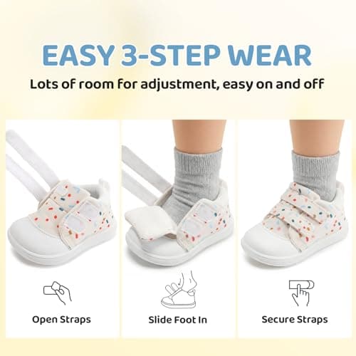 STQ KIDS Baby Girls Walking Shoes Wide Toe Box Toddler Barefoot Tennis Shoe Cute Infant Babies Sneaker Soft First Walker Non-Slip Mid Top Ankle Support Beige White 2-2.5 Years Toddler Size 7 US - Thumbnail 6