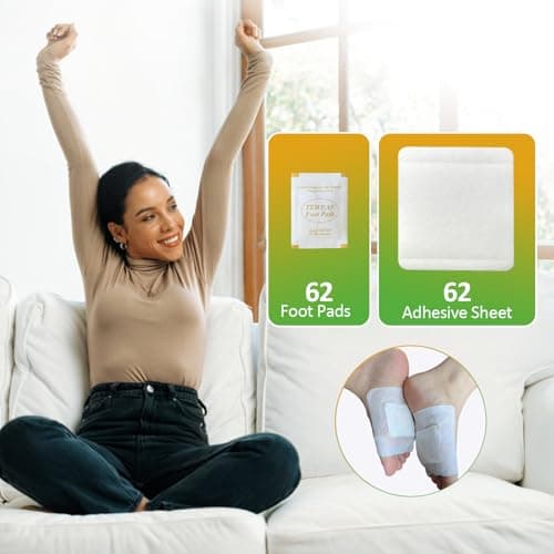 TEWEAE 62 Pads Foot Pads Natural Turmeric & Ginger, Premium Pads to Feel Better, Relieve Stress & Restful Sleep, Goodnight Patches for Family Members - Thumbnail 2