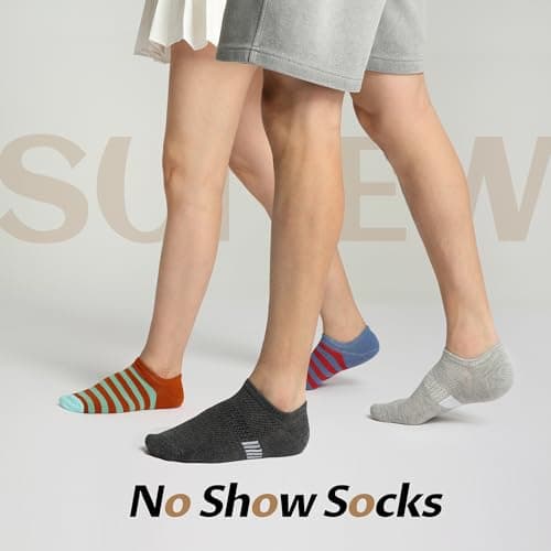 Sunew 8 Pairs No Show Socks Womens Mens Low Cut Non Slip Casual Socks Invisible Flat Boat Liner Socks Black Large - Thumbnail 3