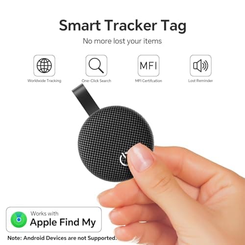 Air Tracker Tags-2 Pack, Bluetooth Tracker Works with Apple Find My (iOS Only), Smart Tag with Keychain, Item Finder for Luggage/Key/Suitcase/Pets/Wallet, Replaceable Battery (Dark Gray) - Thumbnail 2