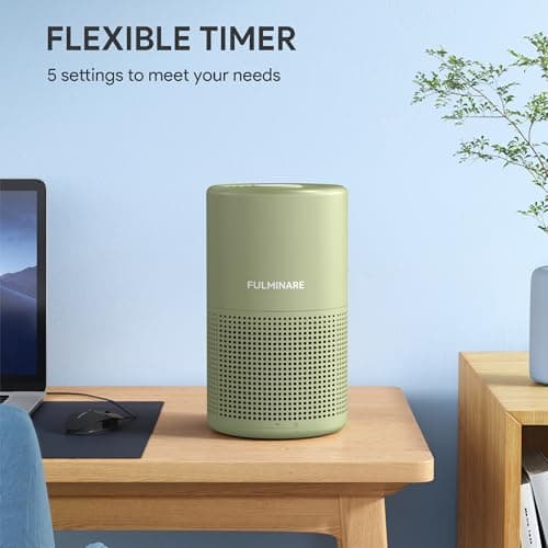 FULMINARE Air Purifiers for Home Bedroom H13 HEPA Air Purifier, 3 Speeds, Timer, 24dB, Small Mini Air Purifier with Night Light, Sage Green - Thumbnail 4