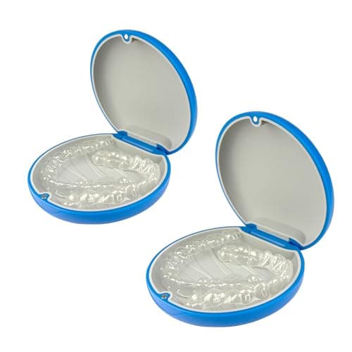 Maoerdental 2PCS Retainer Case Compatible with Invisalign,Cute Slim Aligner Case,Customized Magnetic Closure Orthodontic Retainer Cases (2 Pack Navy Blue + Grey Silicone) - Image 1