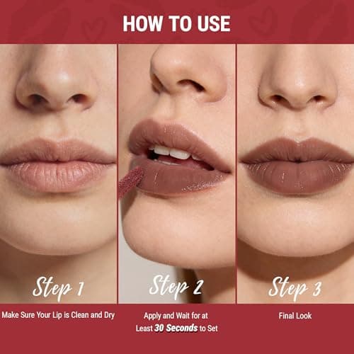 exmiloo Mini Lip Tint Stain Set - 4 Colors Liquid Lip Stain Kit for Matte & Glossy Finish, Multi-use Lip and Cheek Tint Set, Vegan & Cruelty-Free - Thumbnail 5