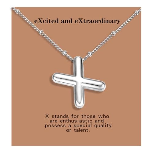 BOLAGTIER Chuncky Bubble Letter Necklace Trendy Jewelry Gift (X, Silver) - Image 1
