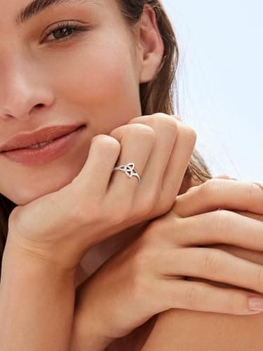 Bestyle 925 Sterling Silver Irish Celtic Knot Heart Ring Promise Ring for Her, Delicate Irish Wedding Band Ring Infinity Love Eternity Ring for Wift, Size 4 - Thumbnail 4