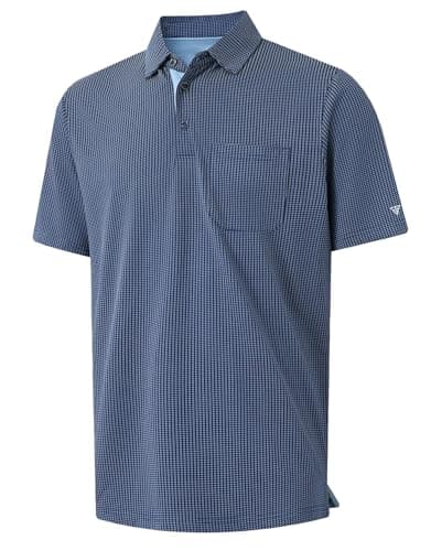 M MAELREG Golf Shirts for Men Dry Fit Short Sleeve Casual Collared Pocket Moisture Wicking Men's Polo Shirts Navy - Image 1