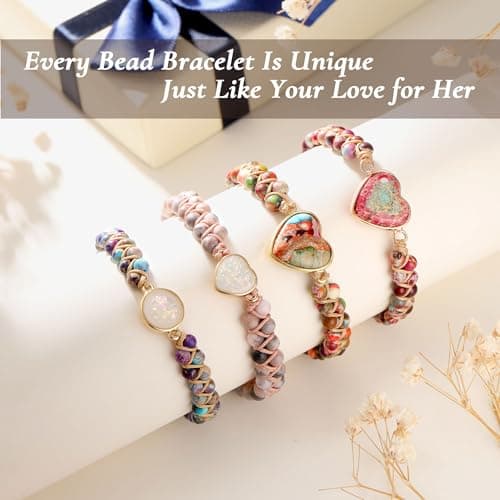 Sistble Girlfriend Bracelet Gifts, Girlfriend Bracelet from Boyfriend Christmas Gift Stocking Stuffers for Teens Purple Beaded Bracelets Love You Gift Anniversary Jewelry - Thumbnail 5