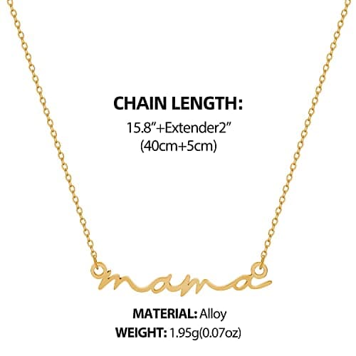 SLOONG Mama Necklaces for Women, Gifts for Mother, 14K Gold Plated Dainty Mother Matching Gift Non Tarnish Jewelry, Gifts for New Mom - Thumbnail 5