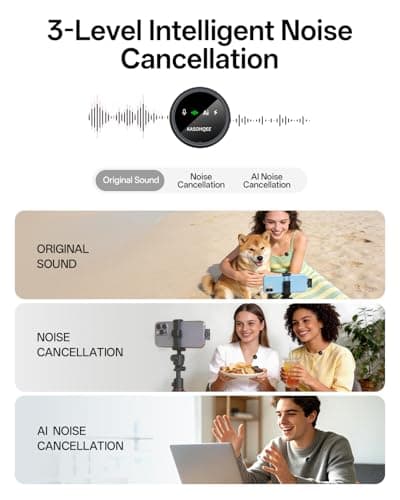 KASOHQEE Wireless Lavalier Microphone for iPhone 16/15/14/13, iPad & Android, Magnetic Clip-on Mini Mic with Charging Case,30H Playtime Plug-Play Lapel Lavalier Mic for Vlog TikTok, AI Noise Reduction - Thumbnail 3