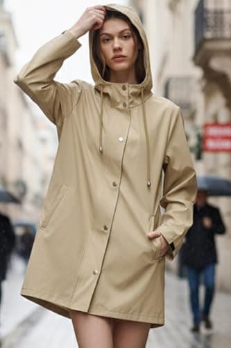 Orolay Trench Coat Women Waterproof Hooded Rain Jacket Lightweight Packable Raincoat for Hiking Travel Outdoor - Thumbnail 5