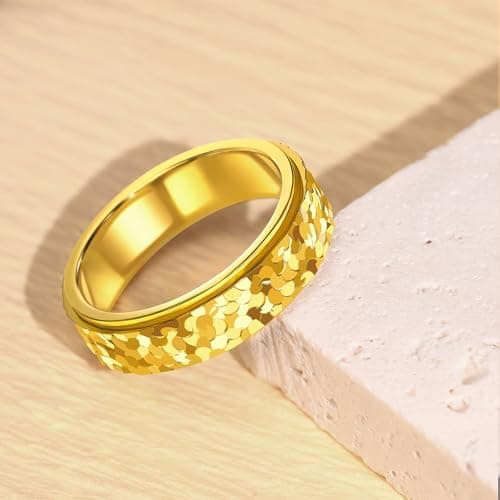 MHWTTY Gold Fidget Ring Women- Dragon Scales Wedding Band for Anxiety Men Spinner Stainless Steel Promise Engagement Size 8 - Thumbnail 5