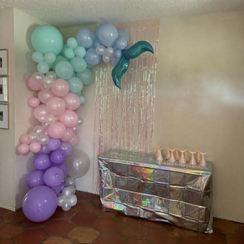 Mermaid Balloons, 60Pcs 12inch Metallic Purple Pink Blue Balloons with Confetti Balloons for Ocean Sea Themed Baby Shower Gender Reveal Birthday Party Decorations - Thumbnail 4