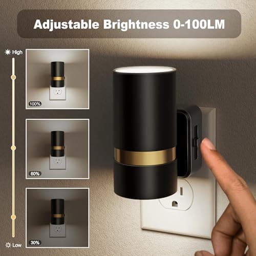 JandCase Night Lights Plug into Wall, Automatic Night Light with Dusk to Dawn, 2 Pack 0-100LM Dimmable Plug in LED Nightlight 5000K Daylight for Bedroom, Hallway, Stairs - Thumbnail 2