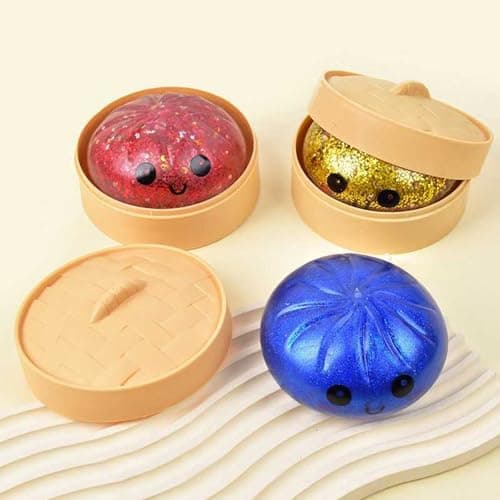 Dumpling Squishy Mystery Box, Colorful Sensory Stress Relief Collections, Dumplings Squeeze Stress Balls, Random Squishy Gift Box for Party Favors & Collectibles - Thumbnail 2