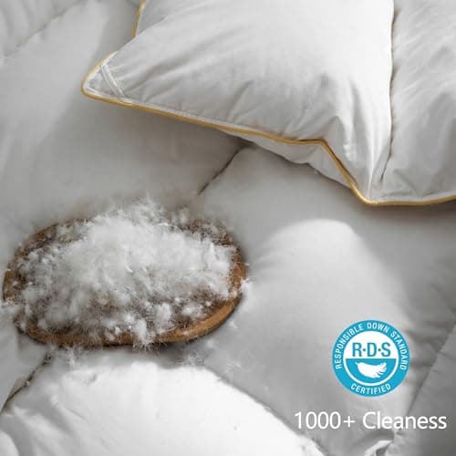 HANYUN Organic Cotton Goose Down Feather Comforter All Season California King Size Duvet Insert Warm and Breathable Down Comforter Ultra-Soft 700 Fill-Power Fluffy Warmth 108"x98" - Thumbnail 5