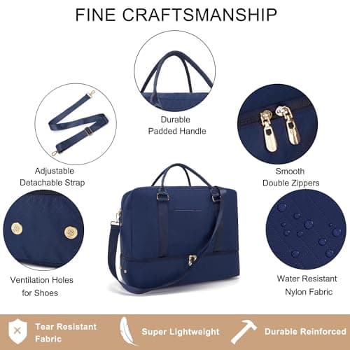 Travel Duffle Bag for Women Carry on Bags Overnight Weekender Bags Toiletry Hospital Gym Bag with Shoe Compartment 3pcs - Thumbnail 3