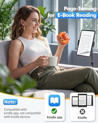 TikTok Scrolling Ring & Bluetooth Page Turner - 20lb Grip Strength Trainer Hand Gripper, Hand Strengthening Devices, Portable Gym & Therapy Accessories,Orange - Thumbnail 3