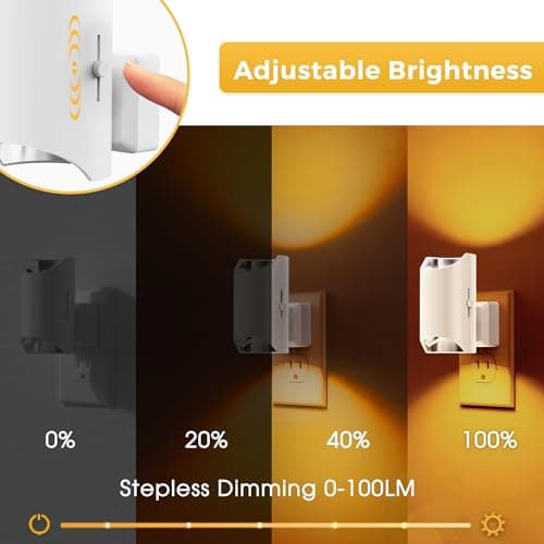 L LOHAS LED Night Lights Plug into Wall, Dimmable Night Light 0-100LM, Dusk to Dawn Sensor, Soft White 2000K, Plug in Nightlights for Hallway Bedroom Stairway, 2 Pack - Thumbnail 2
