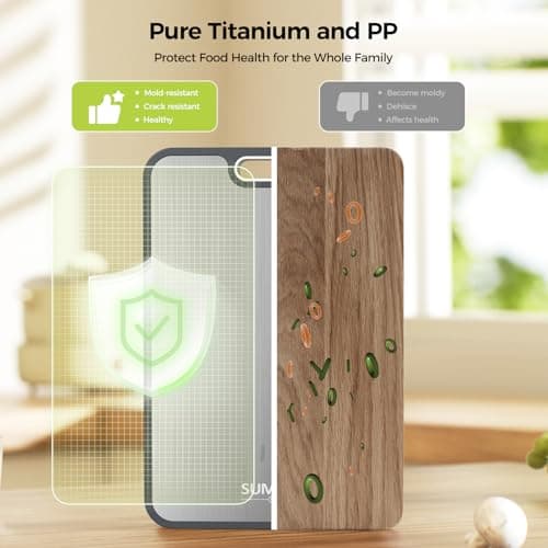 Titanium Cutting Board Double Sided Food Grade, Pure Titanium/PP for Kitchen, Cutting Board Easy to Clean[15.5”*10.5”+12”*8.5”] - Thumbnail 3